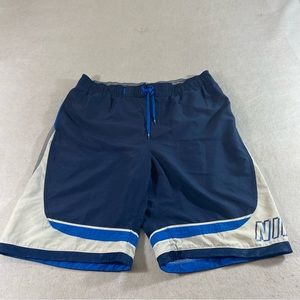 Nike Swim Trunk Shorts Large Blue & White Mesh underwear Attached Drawst…